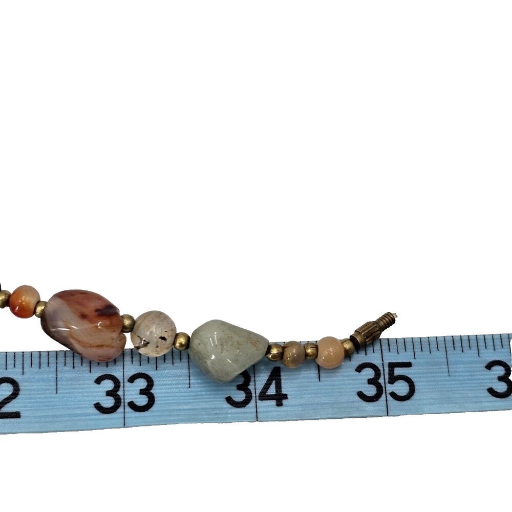 Vintage Semi Precious Gemstone Agate Necklace 35" Barrel Clasp Natural Stones - Picture 6 of 9